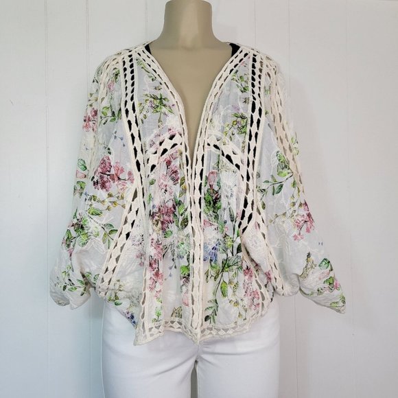 Anthropologie Sweaters - Anthropologie Rachel Rachel Roy Womens OS Boho Floral Crochet Kimono Cardigan